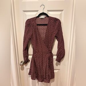 Abercrombie & Fitch Burgundy Floral Long Sleeve Wrap Dress – Size S